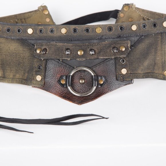 SOLD  ROYAL PEASANTRY HANDMADE LEATHER AND CANVAS MAD MAX WASTELAND WRAP BELT - Picture 3 of 11